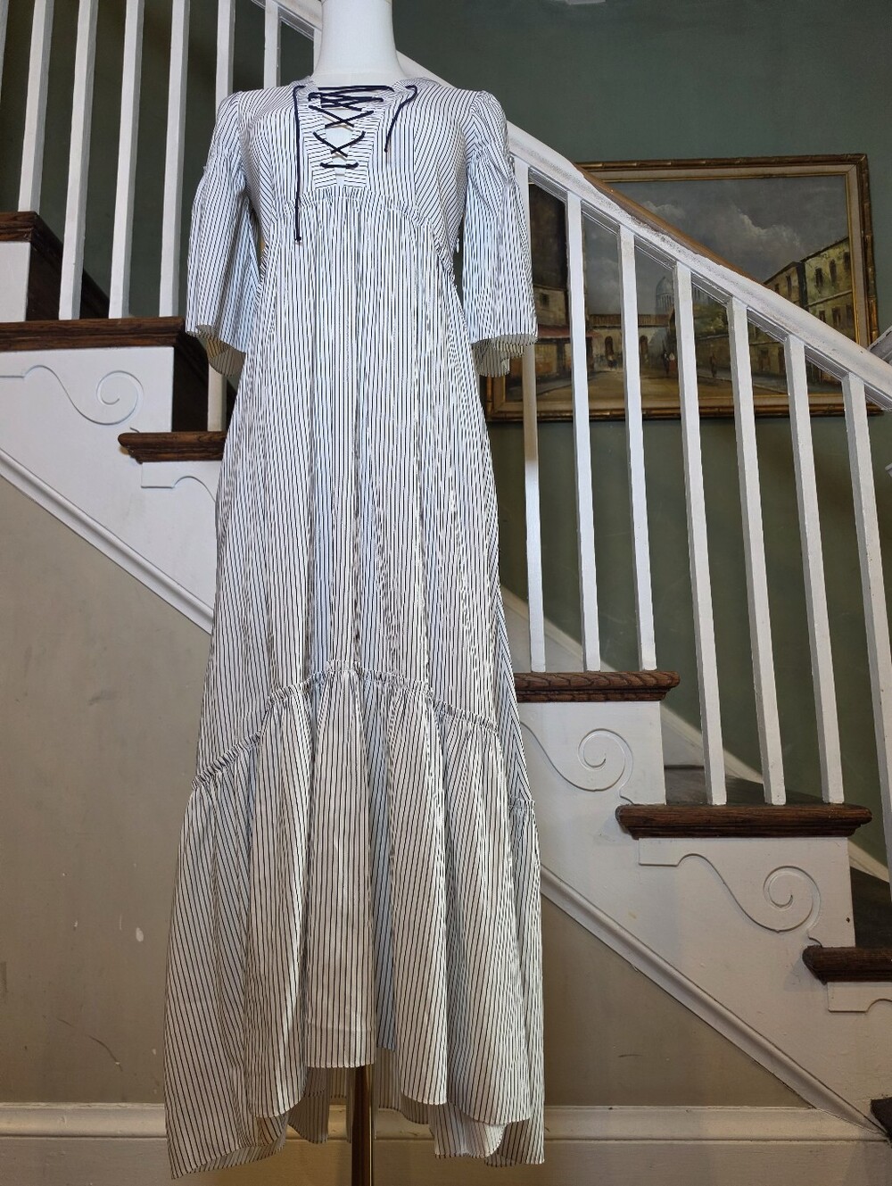 La Ligne Women's La Boheme Tiered Striped Romantic Boho Maxi Dress